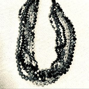 LOFT silver, black and white black necklace